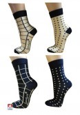 Ponožky dámské designové  modré - béžové 37-41 PONDY.CZ